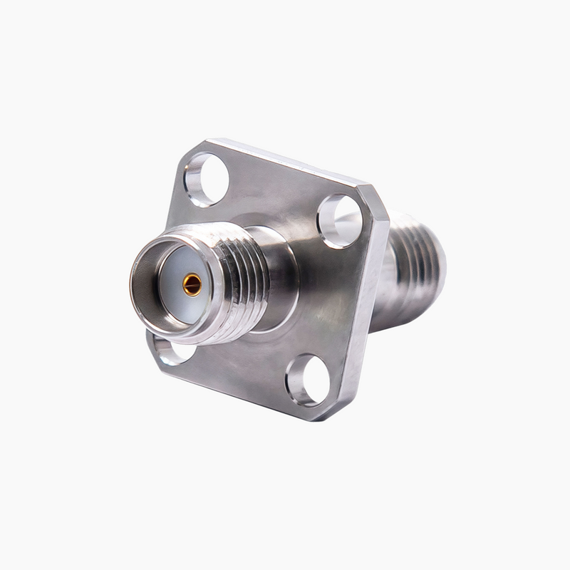 SMA Female to SMA Female 4-Hole Flange RF Adapter, DC to 27GHz