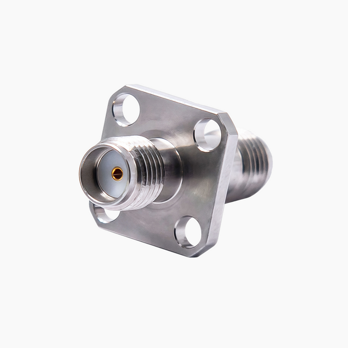 SMA Female to SMA Female 4-Hole Flange RF Adapter, DC to 27GHz