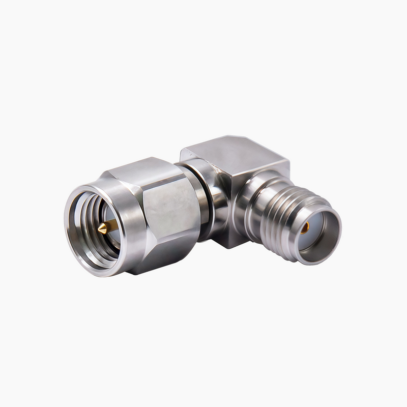 SMA Male to SMA Female 90° Right Angle RF Adapter, DC to 18GHz
